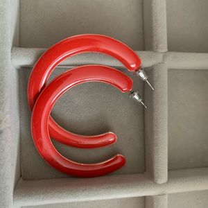Artisan Enamel Hoop Earrings with silver backing - Yukon